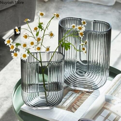 U-shaped Glass Vase Nordic Simple Hydroponic Flower Arrangement Home Decoration Vase Glass Container Living Room Accessories