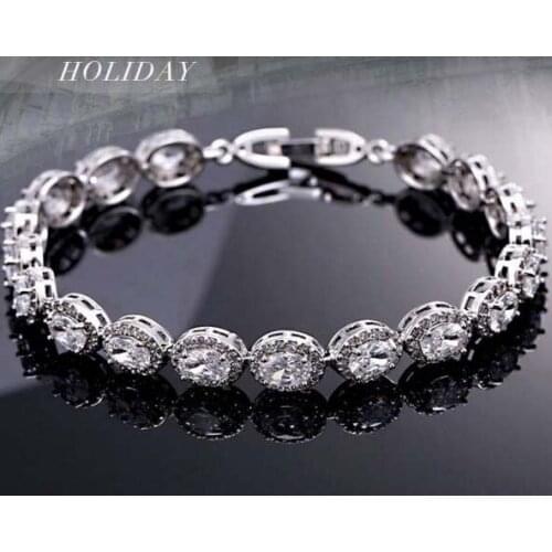 Top Quality Oval Exquisite Zircon Bracelet Luxurious Shinny Cubic Zirconia Bracelets Femme