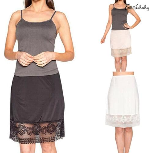 Ladies Floral Lace Half Slips Underskirt Petticoat Skirt Knee Length Womens Summer Mini Skirt