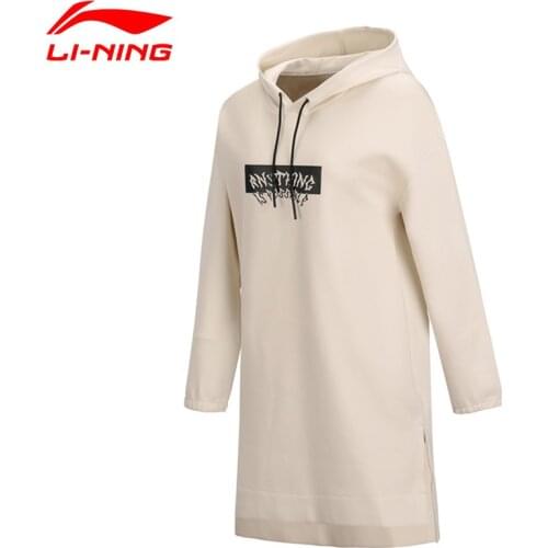 Li-Ning Women The Trend Sports Dress Loose Fit 63% Cotton 37% Polyester LiNing Sports Hooded Long T-Shirt ASKN068 COND18