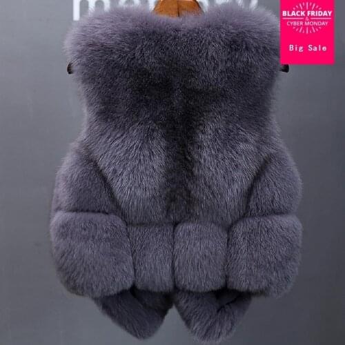 Winter womens jacket Faux fur Vest coat Fake Fox Fur waistcoat patchwork fur thicken warm short jacket sleeveless outwear L1697