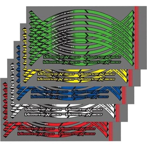 12 X Outer Rim Sticker Stripe Wheel Decals Motorcycle Wheel Tire Reflective Decals For KAWASAKI VERSYS X300 VERSYS -X300 logo