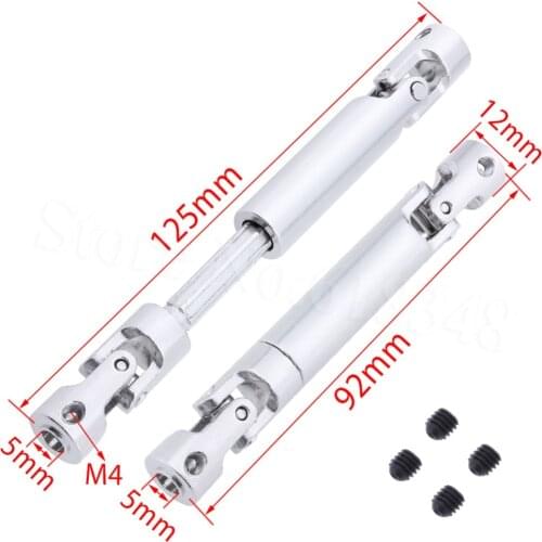 2Pcs Steel Drive Shafts CVD 92-125mm / 110-155mm Heavy Duty For 1/10 RC Crawler RC4WD D90 Axial SCX10 Truck Tamiya CC01 TF2 Car