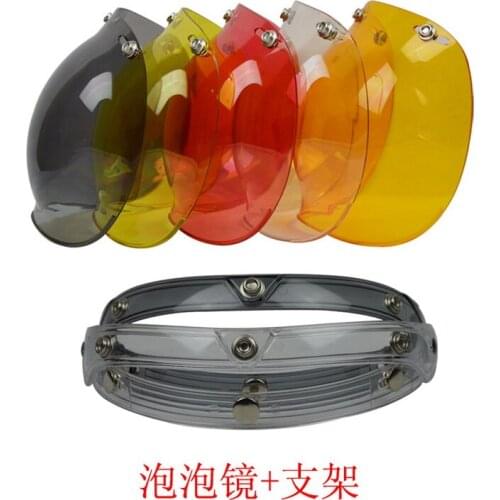 2019 Fashion Motorcycle helmet lenses three button Lens Retro models helmet lens retro flight helmets bubble mirror with frame