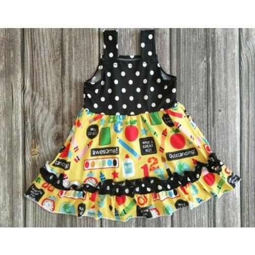 2019 cartoon cute dress for baby girls sleeveless dotted ruffle dresses childrens boutique clothing summer casual vestido gxj