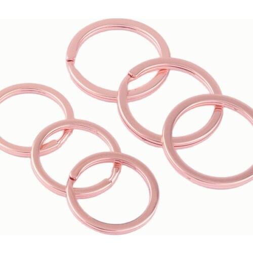 25/30mm Rose Gold Double Split Flat Round Clip Jewelry Making Metal Keychain Clasp Connector Purse Making Hardware Webbing 6Pcs