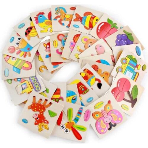3D Wooden Jigsaw Puzzle Animals Children Cartoon Gift cute For Kid Learning Montessori Games Intelligence Educational Wood Toys