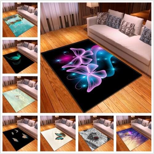 Dream 3D Butterfly Carpets for Living Room Bedroom Area Rug Cartoon Kids Room Play Mats Soft Flannel Memory Foam Big Size Carpet