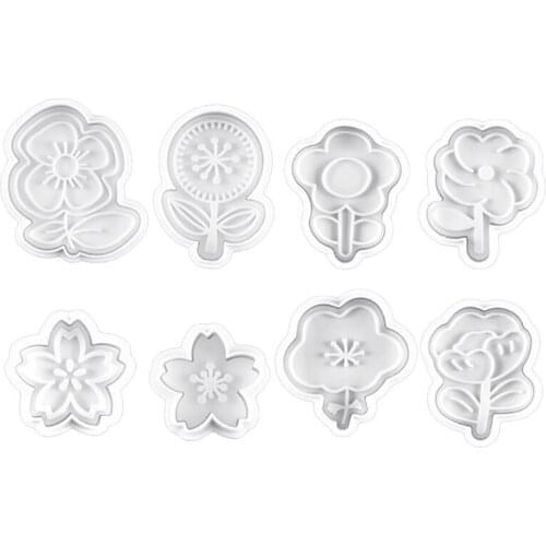 4pcs/set Flower Plastic Biscuit Mold DIY Kitchen Cake Decorating Tools Cookie Cutter Stamp Fondant Embosser