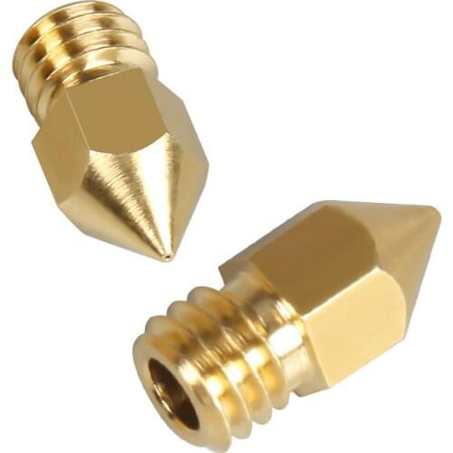 Mk8 brass nozzle 3d printer accessories 0.1mm 0.2mm0.3mm 0.4mm 0.5mm 0.6mm head for 1.75mm mk8 pointed brass nozzle