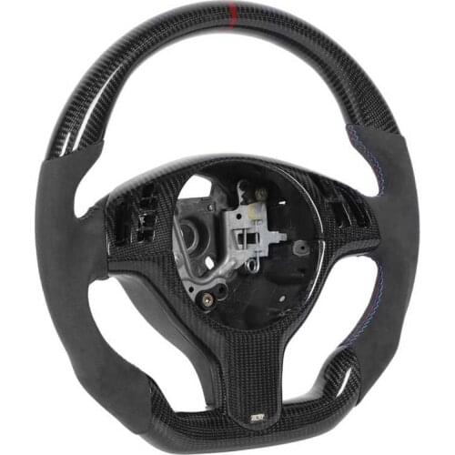 Car accessories Car Horns Carbon Fiber Steering Wheel Suede with Red Stripe Fit for 3 Series E46 M3 1998‑2006 steering wheel