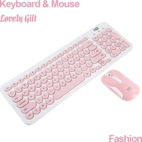 Mouse Keyboard Wireless for Computer Laptop Pad Stylish Mini Portable Keyboard Mouse Combos Slim Quiet 96 keys Office Lady Gifts