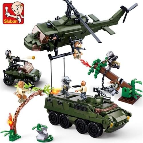 Sluban Military Heroes Movie Armored Vehicle Helicopter ARMY Building Blocks Sets Educational Toys for Children