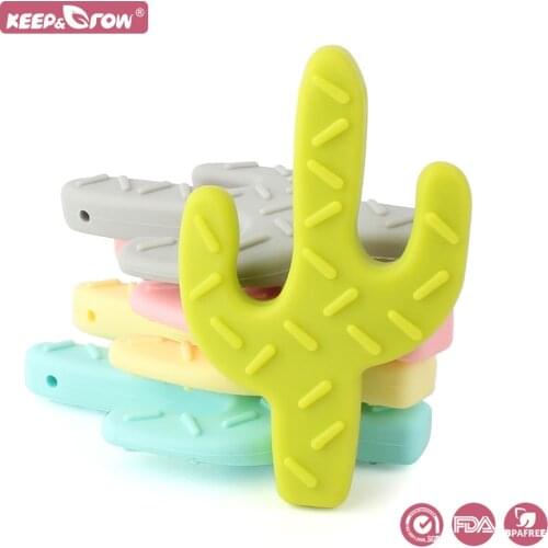 Keep&Grow 1Pcs Bebe Cactus Silicone Teether Nipple Chain Molar Tool Childrens Care Toy Bebe Reborn Food Grade Silicone Teething