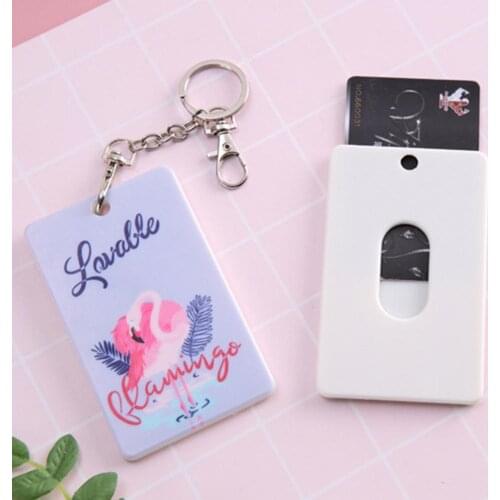 Cartoon Rabbit Cat Elk Owl Keyring Plastic ID Bus Credit Bank Card Holder Case