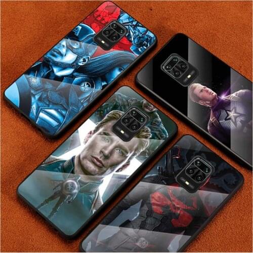 Tempered Glass Cover Steve Captain America For Xiaomi Redmi Note 10 10S 9T 9S 9 8T 8 7 Pro Max Shockproof Shell Phone Case