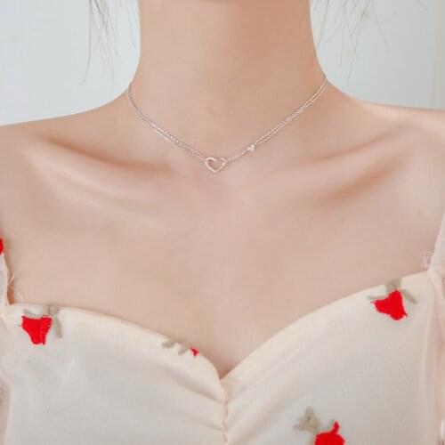 925 sterling silver double-layer love necklace for female clavicle chain fashion niche clavicle chain for modern female gifts