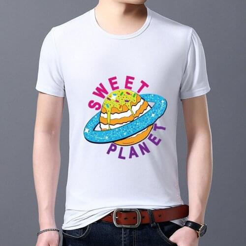 Mens T-shirt Cartoon Astronaut Graphic Series T-shirt Summer Fashion White Printed Short Sleeve Top Commuter Mens Clothing