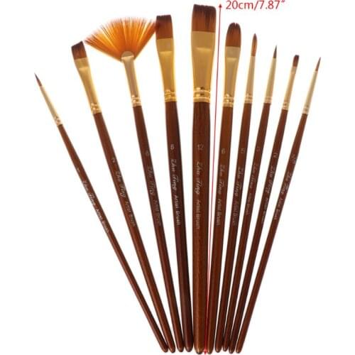 10Pcs Watercolor Paint Brushes Set Nylon Hair Painting Brush Variety Style Oil Acrylic Art Drawing Supplies