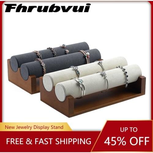 2Pcs Solid Wood Single Layer Bracelet Holder Watch Display Props Bracelet Hair Ring Head Rope Jewelry Storage Rack