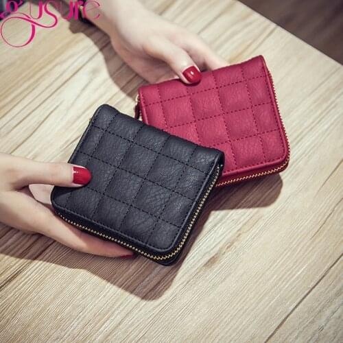 Gusure Wallets for Women Luxury Thread Designer Fashion Short Embroidered Clutch Bag PU Leather Solid Color Female Card Purse