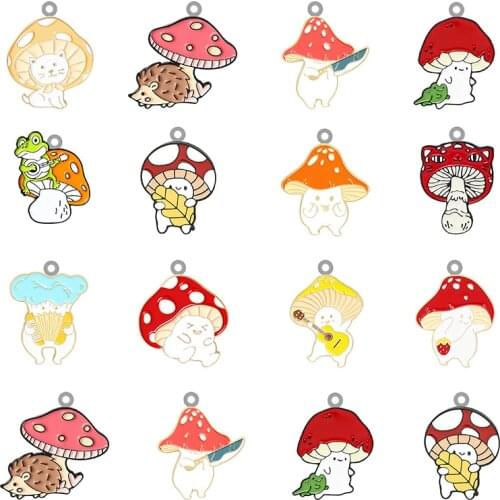 TAFREE Colorful Mushroom Acrylic Pendant Epoxy Jewelry Making Pendant Earrings Necklace Accessories For Friends