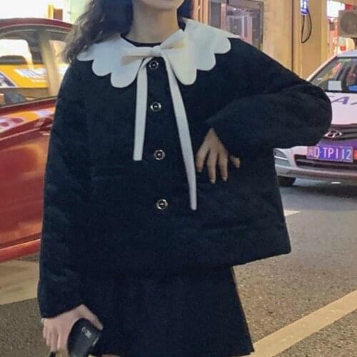 Sweet Girl Lolita Warm Coat Women Kawaii Trend Wool Coat Female Patchwork Button Japanese Style Winter Coats And Jackets Women