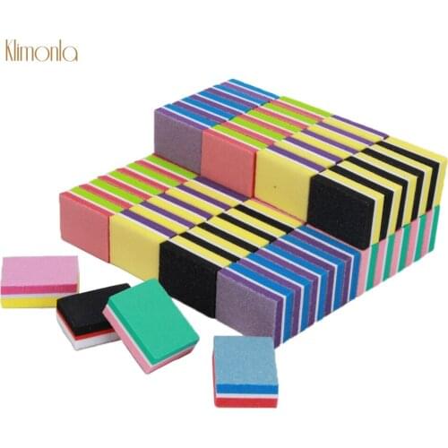 100Pcs Sponge Mini Nail File 100/180 Double-side Sandpaper Nail Buffer Sanding Blocks Manicure Nails Care Tools Mix 10 Colors
