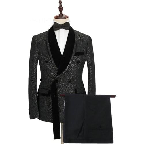 2021 Terno Masculino Slim Fit Male Dress Leopard Print Formal Wedding Mens Double Breasted Suits Groom Tuxedo Prom Suits For Men