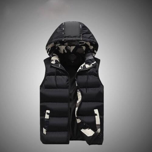 2021 Mens Winter Warm Camouflage Patchwork Vests Elegant Jackets Man Sleevelsess Outerwear Pockets Coats Casual Man Tank Tops