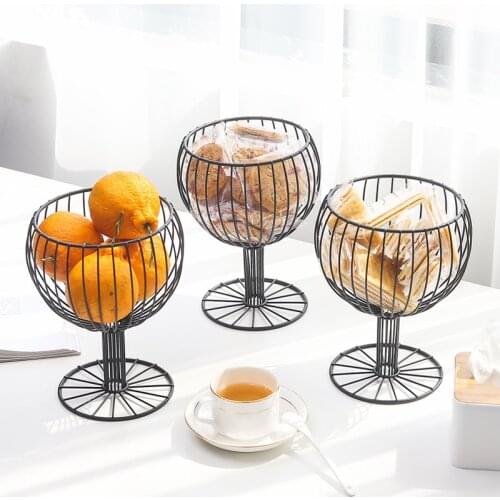 Nordic Minimalist Fruit Container Wire Basket Kitchen Drain Shelf Vegetable Storage Rack Living Room Household Snack Tray