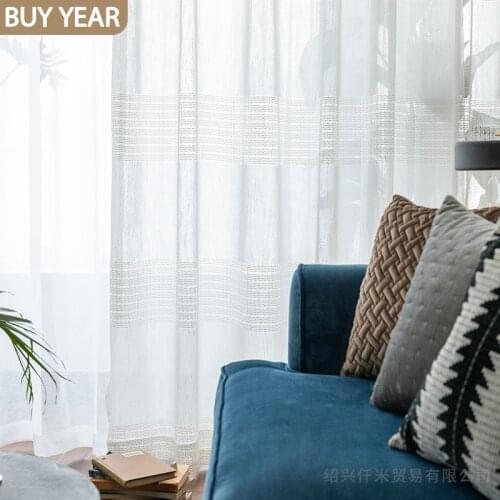 2021 New Modern Curtains for Living Dining Room Bedroom Simple White Tulle Window Curtain Kitchen Curtains French Window Woven