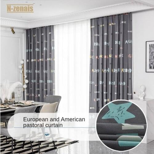 New Modern American Country Simple Polyester Cotton Printed Curtain Customization Curtains for Living Dining Room Bedroom