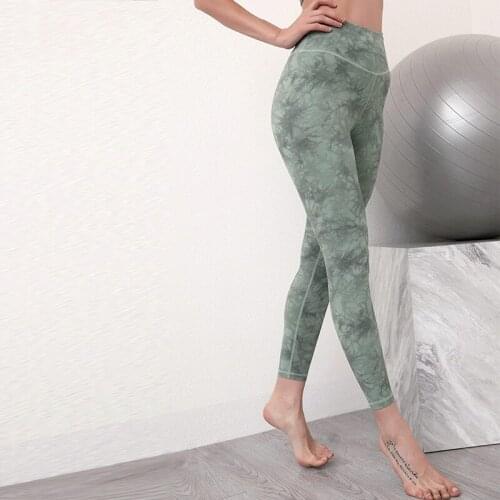 New Style Tie-dye Printed Yoga Nine Minutes Pants Women High Waist-lift Buttock Nude Yoga Fitness Pants Women