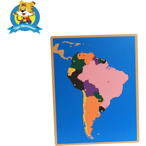 Wholesale professional montessori material wooden educational toy Puzzle Map of South America