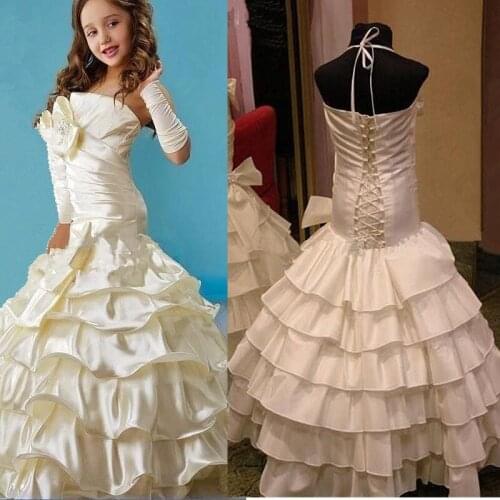 Mermaid Flower Girl Dresses Luxury Kids Evening Pageant Gowns Lace Up First Communion Dresses For Girls Vestidos daminha