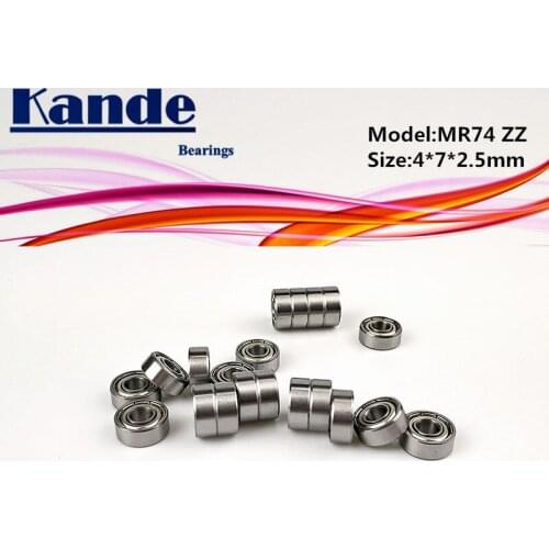 Kande Bearings 10pcs MR74ZZ 4*7*2.5mm/ 10pcs MR74 MR74( without shields) 4x7x2mm Miniature Ball Bearing