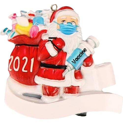 2021 Mask Santa Claus Pendant, Durable Lightweight Resin Hanging Charm Crafts-for Christmas Tree Window Door Decorations