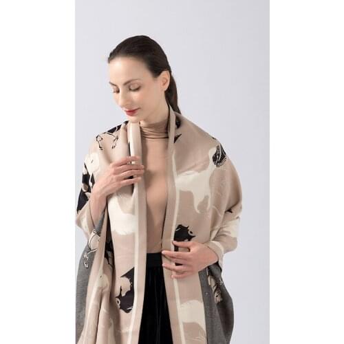 2021luxury double-sided scarf women winter warm cashmere shawl scarf printed soft thin blanket holiday gift