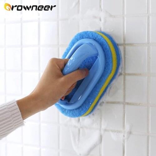 Kitchen Cleaning Bathroom Toilet Glass Wall Cleaning Bath Brush Plastic Handle Sponge Bottom Bathtub Brush Window Cleaner WC