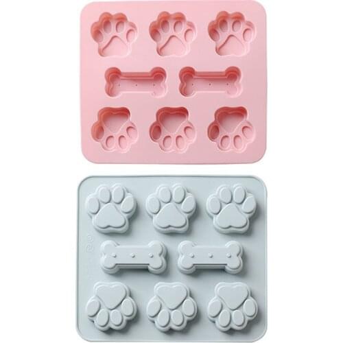 8 Cells No Smell Silicone Material Bone Paw Of Dog Cake Molds Food Supplement Tools DIY Biscuit Chocolate Fondant Cake Molds