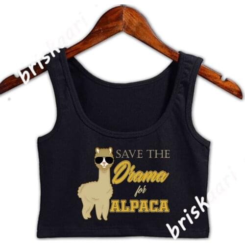 Save Drama Alpaca Llama Dramatic Friends Crop Top Women Outfit Graphic Size S-3xl New Style Interesting Letters Tank Top Vest