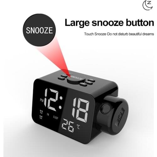 T8 LED Digital Alarm Clock Radio Projection Station Display Alarm Calendar Clock Function Thermometer Wireless Temperature Humid