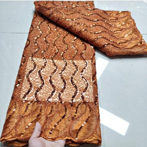 5yards/pc) Wonderful sequins embroidered African French net lace orange tulle lace fabric for party dress 17 colors FYY024