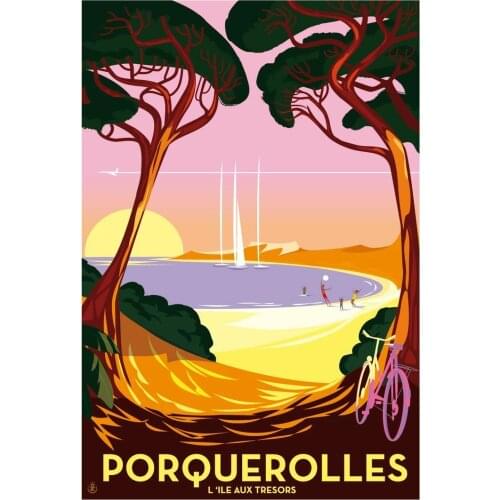 PORQUEROLLES Vintage Retro Travel Railways Photo Art Film Print Silk Poster for Your Home Wall Decor 24x36inch