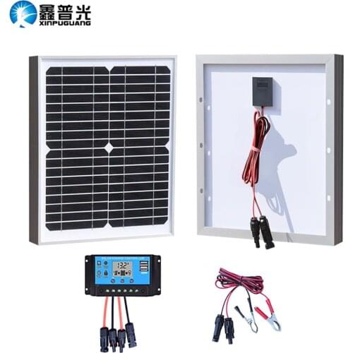 High Quality Tempered Glass Solar Panel With Aluminum Frame 10W 18V PV Panel Solar Kit For Street Lights RV Car Battery Charge