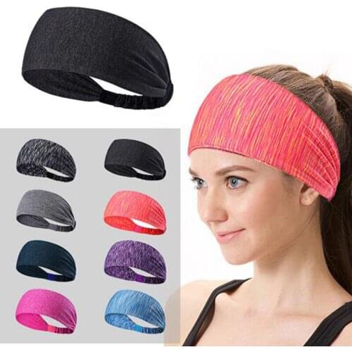 Women Elastic Sports Headband Quick Dry Breathable Fitness Yoga Stretch Sweatband Outdoor Running Cycling Wide Hair Bands