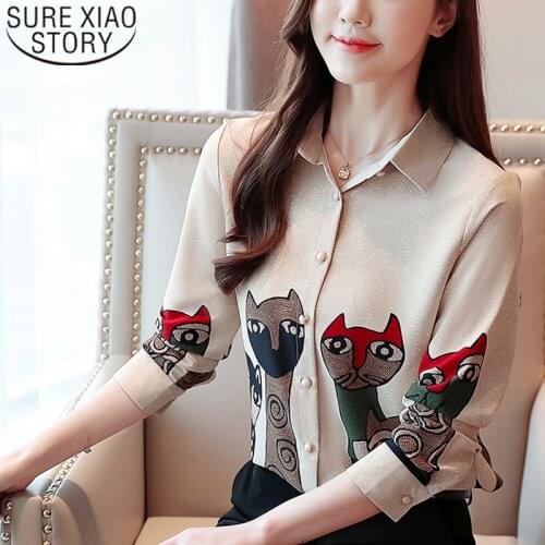 2020 Fashion Spring Korean Long Sleeve Chiffon Bottomed Floral Women Tops and Blouses Elegant Ladies Women Shirts Female 8356 50