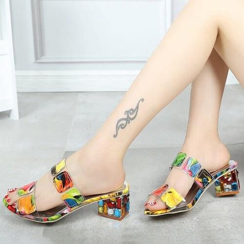 2021 summer shoes women sandals open toe colorful rhinestone platform ladies sandals shoes high heels shoes woman pumps ladies
