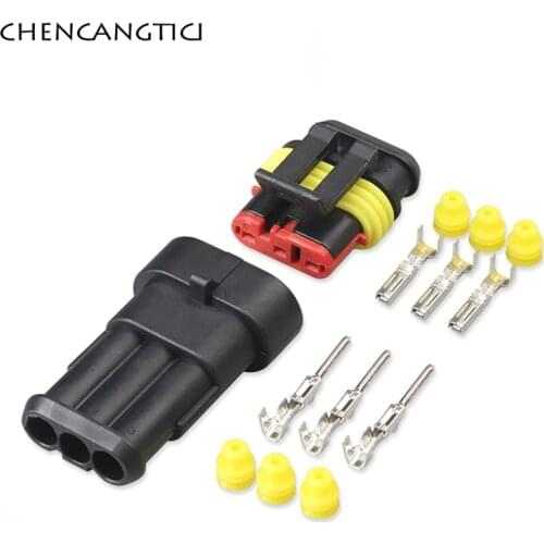 5 sets Amp 3 Pin way Electric Automotive Connector sealed Waterproof Auto Plug With Terminals And Seals 282087-1 282105-1